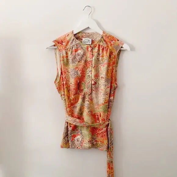 70s Vintage Leslie Fay Floral Print Blouse - Picture 1 of 4